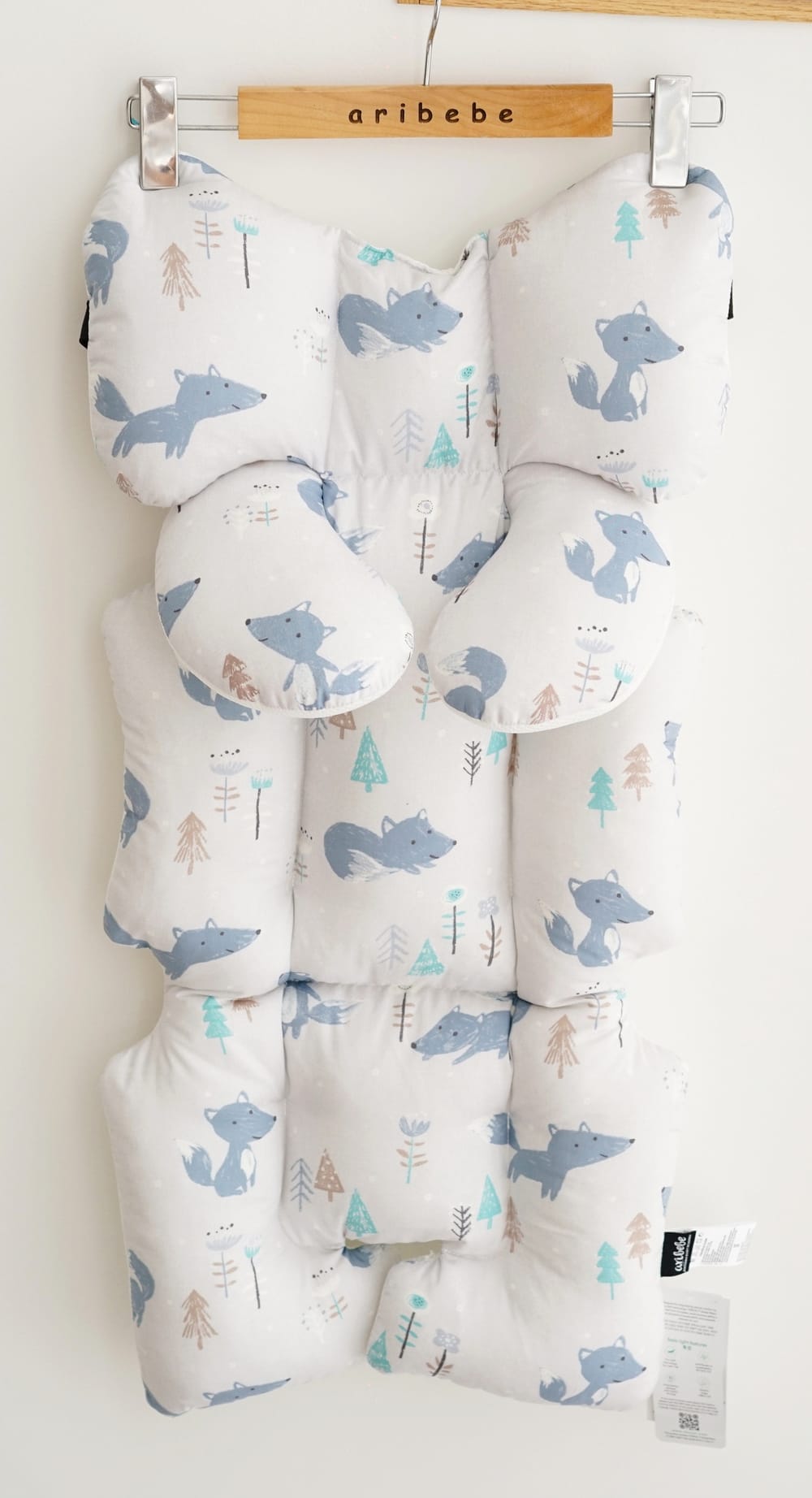 เบาะรองรถเข็น คาร์ซีท ARIBEBE ผ้า MICROMODAL ลายสุนัขจิ้งจอก ฟ้า/ขาว